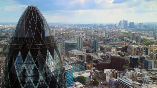 London Skyline view with Gherkin in the foreground