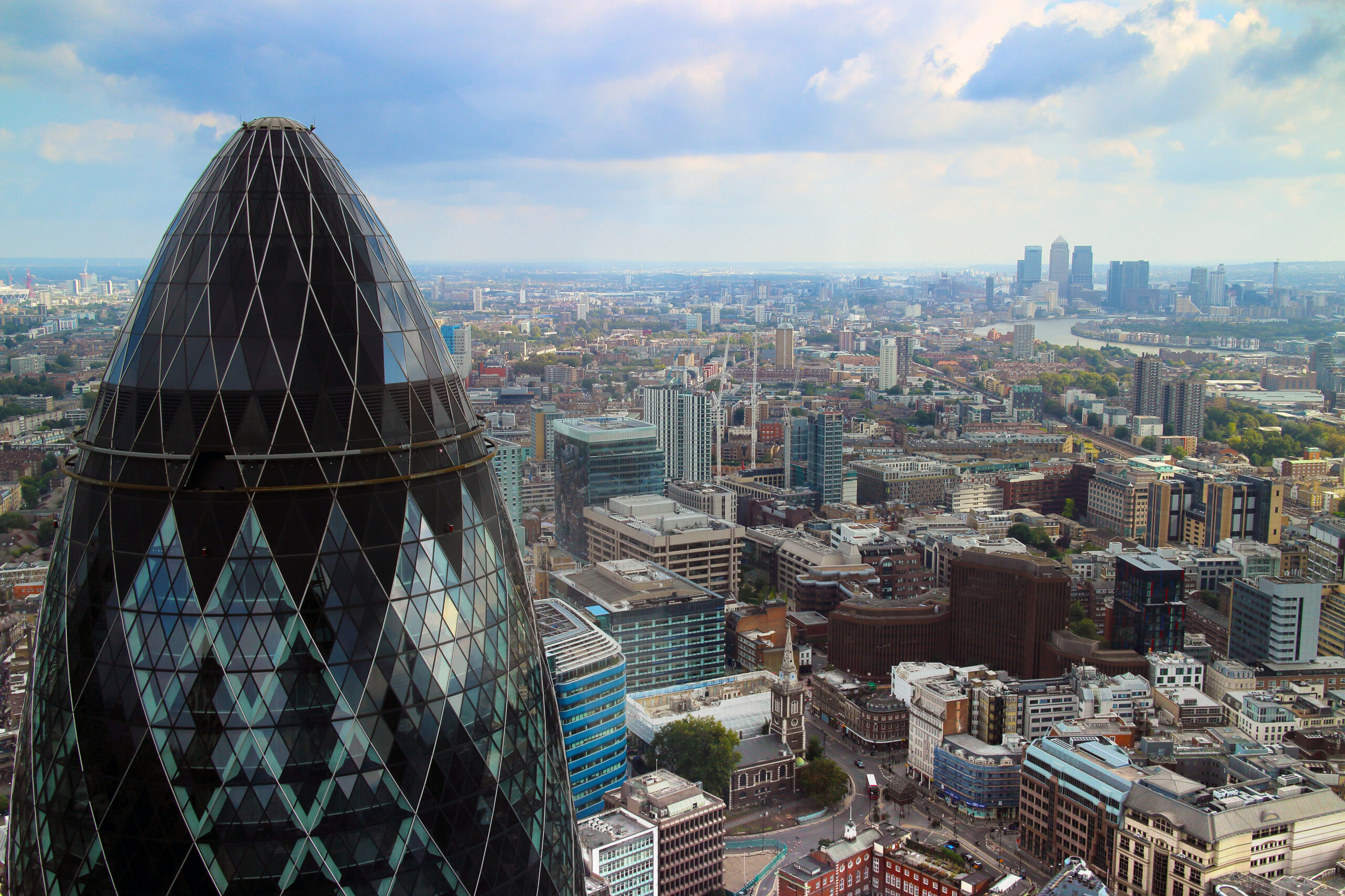 London Skyline view with Gherkin in the foreground